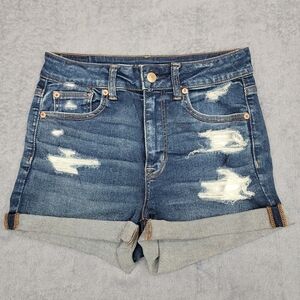 American Eagle women's distressed Super Hi-Rise Shorty shorts